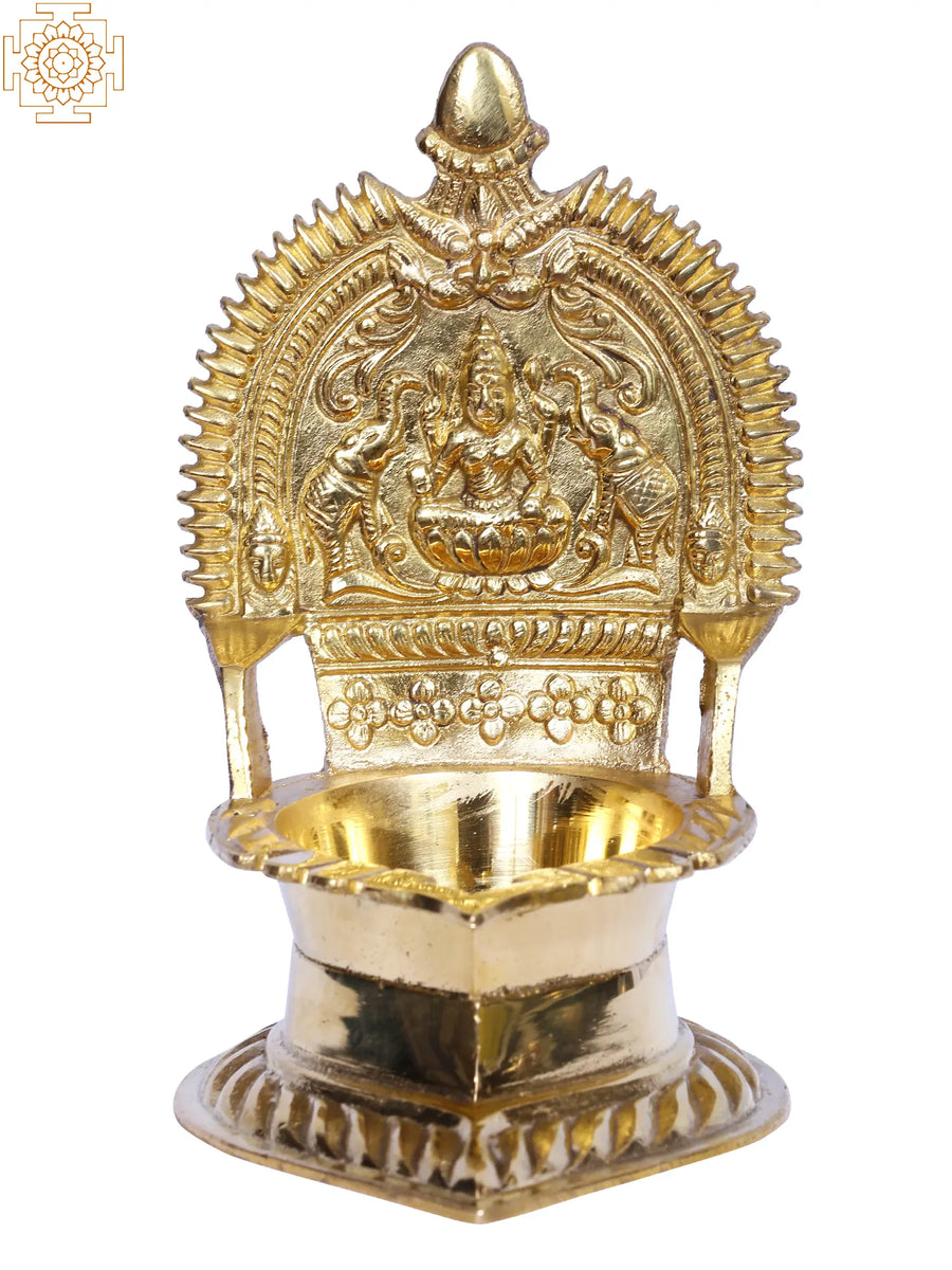5" Brass Gajalakshmi Diya Lamp for Pooja