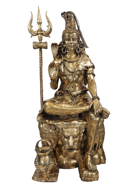 84" (7 Feet) Brass Super Large Bhagawan Shiva | Handmade