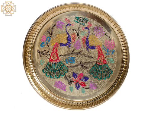 8" Brass Peacock Design Decorative Plate