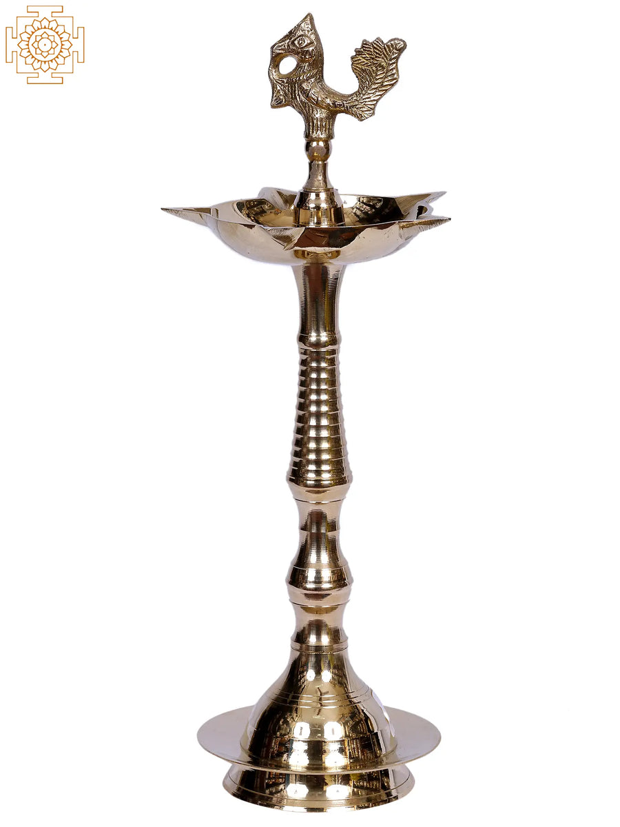 12" Brass Peacock Table Lamp for Home Decor
