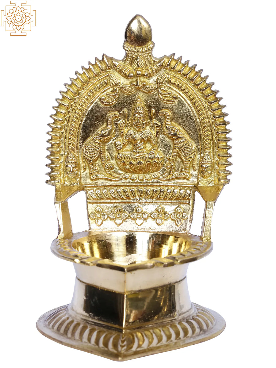 5" Brass Gajalakshmi Vilakku Lamp for Pooja