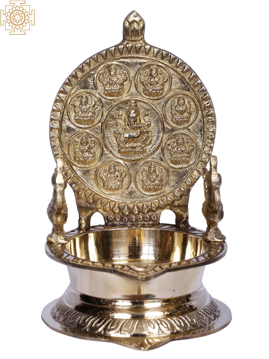 6" Brass Ashtalakshmi Diya for Pooja