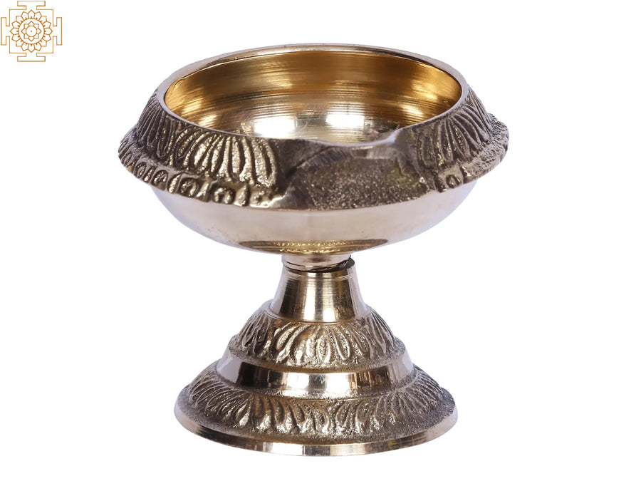 3" Brass Kubera Vilakku Diya Pair for Pooja