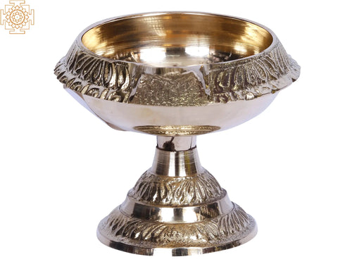 3" Brass Kubera Diya with Stand for Pooja