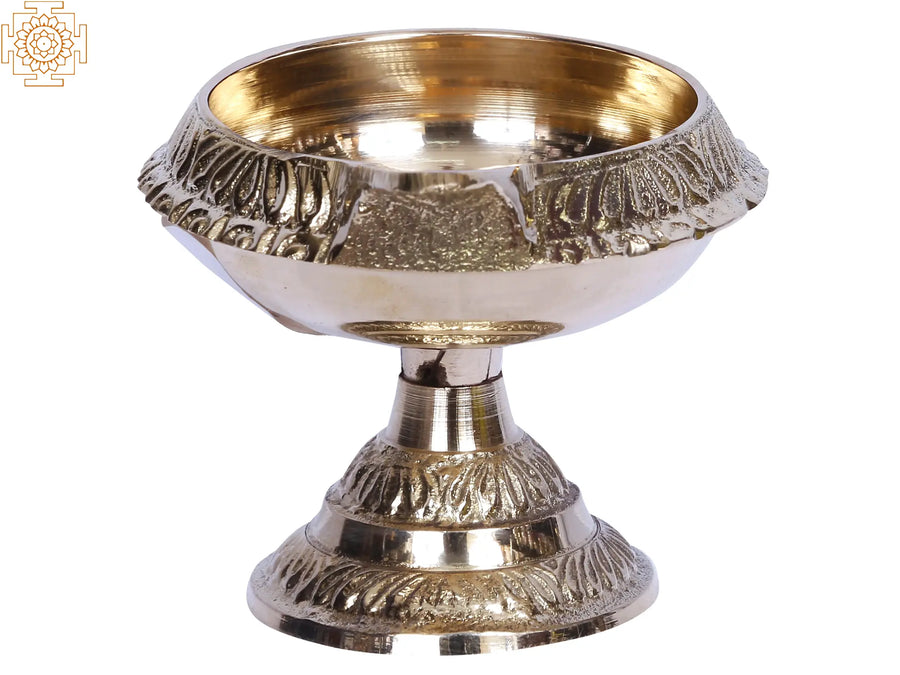 3" Brass Kubera Diya with Stand for Pooja