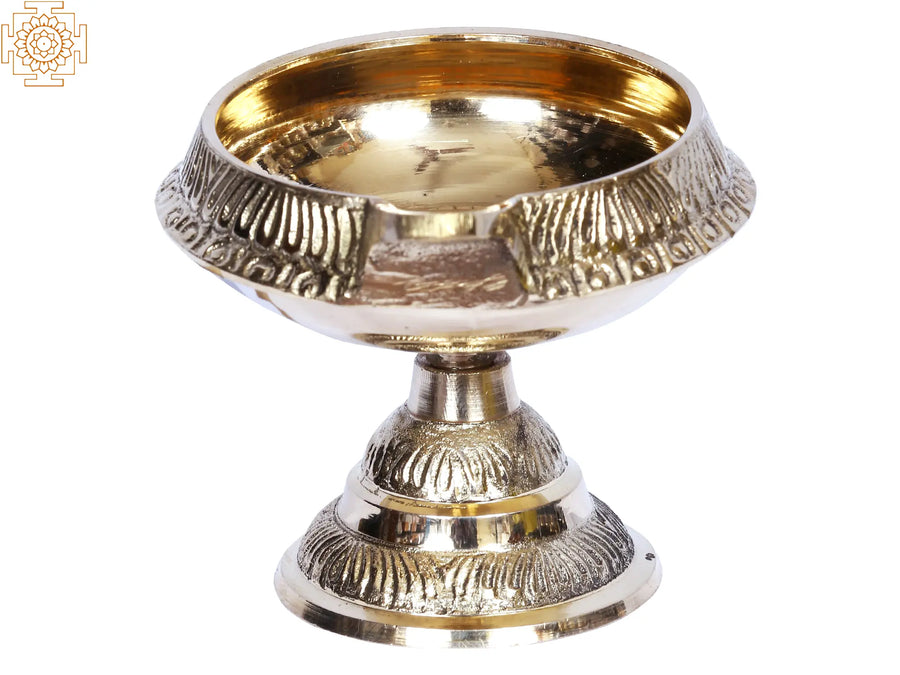 4" Brass Kubera Lamp Diya Set for Pooja
