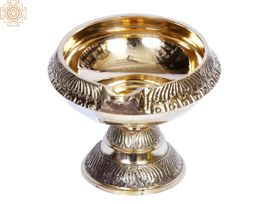 4" Brass Pooja Diya with Stand