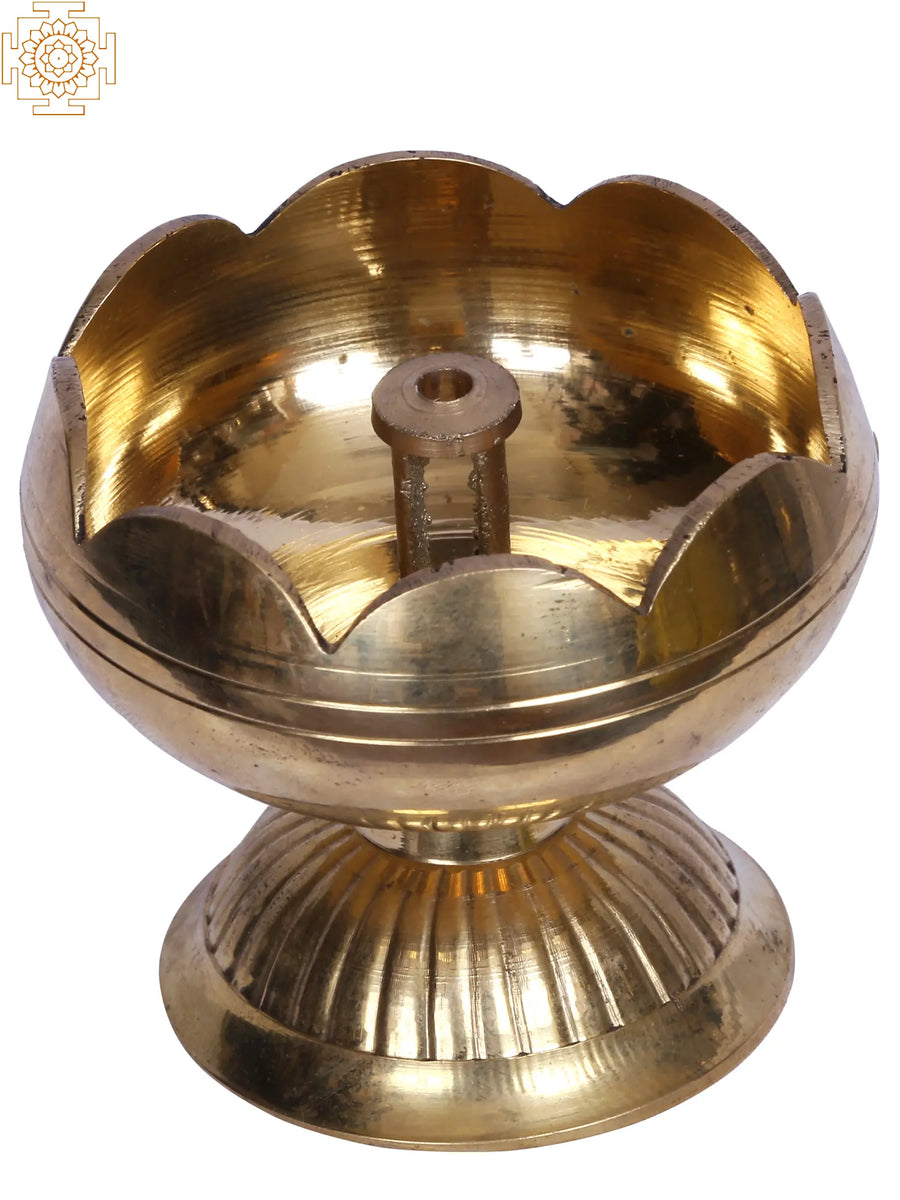 2" Brass Akhand Pooja Lamp for Worship