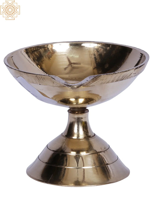 3" Brass Pooja Diya with Stand Pair