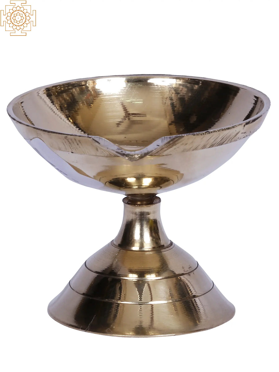 3" Brass Pooja Diya with Stand Pair