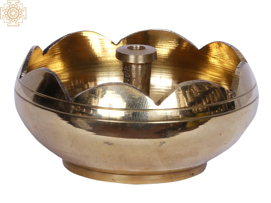 2" Flower Shaped Brass Diya for Pooja