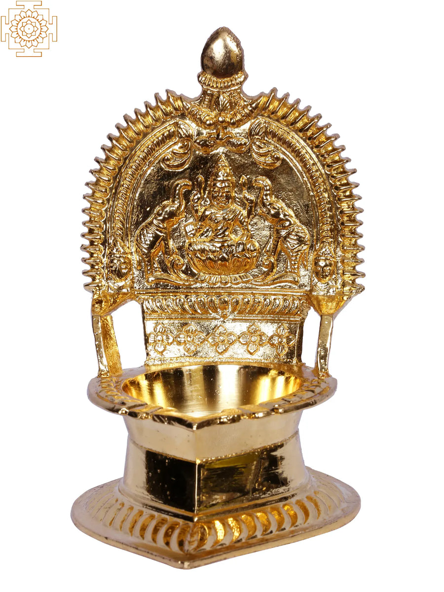 5" Brass Gajalakshmi Oil Lamp for Pooja