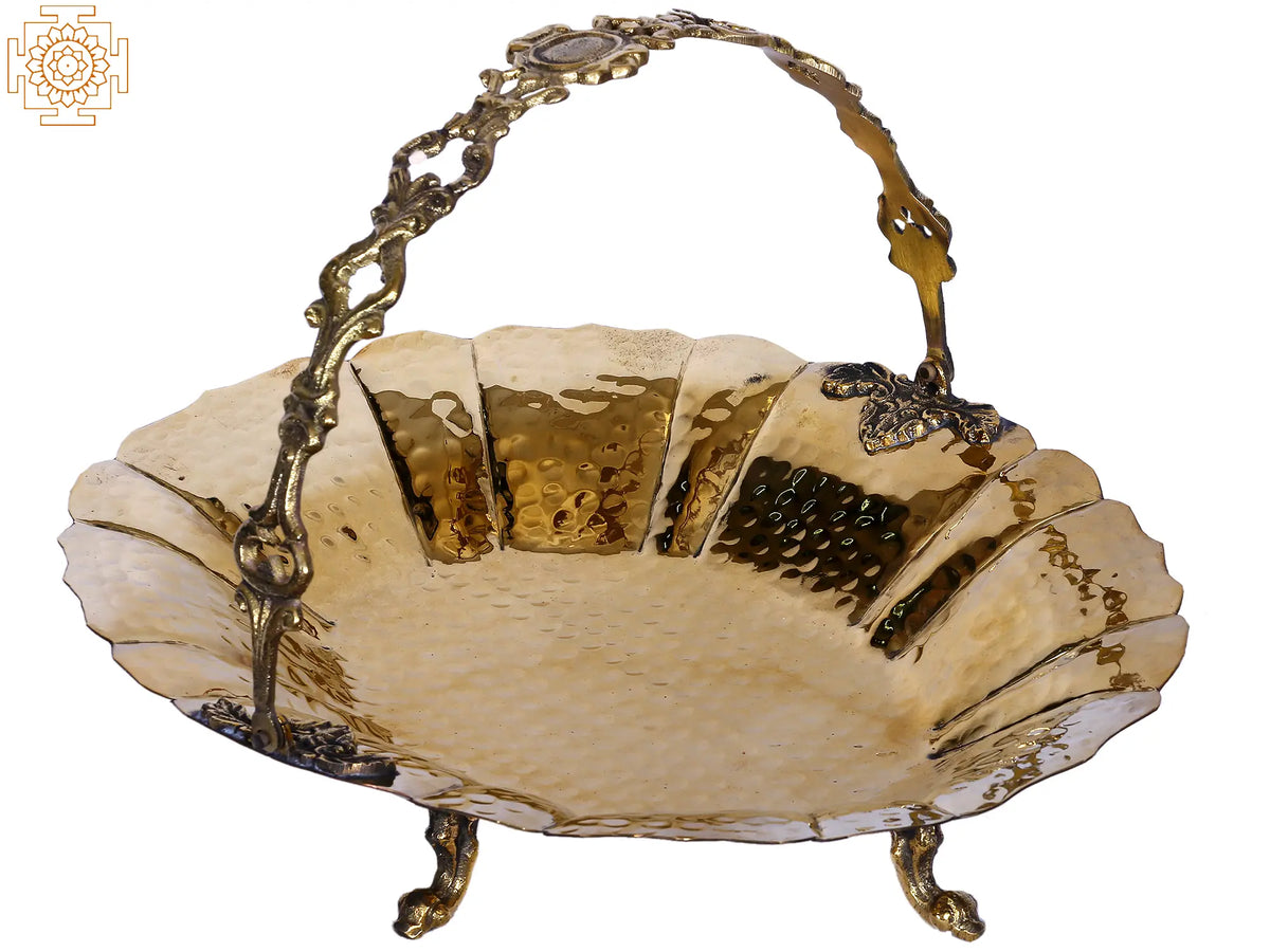13" Brass Puja Flower Basket (Pookudai)