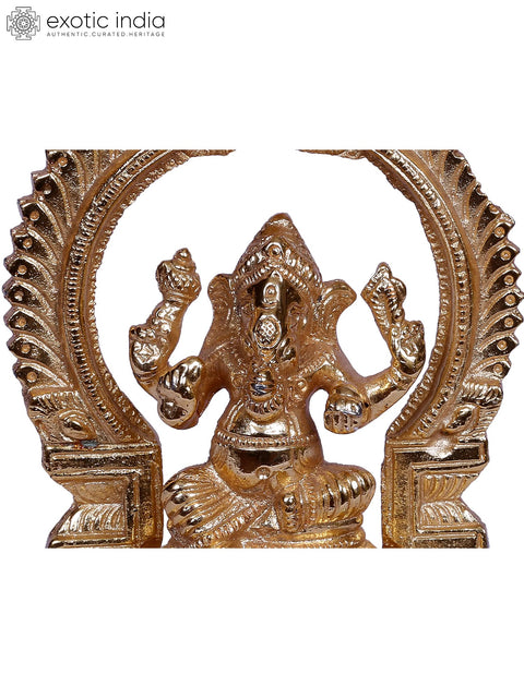 4" Brass Sitting Lord Ganesha Idol with Throne