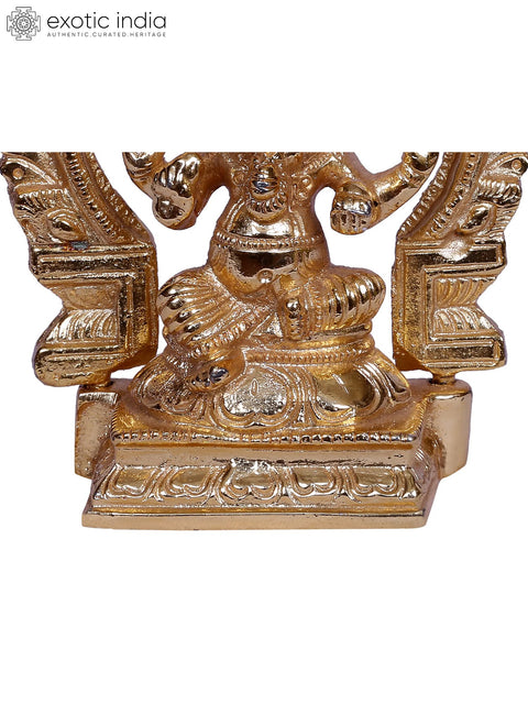 4" Brass Sitting Lord Ganesha Idol with Throne