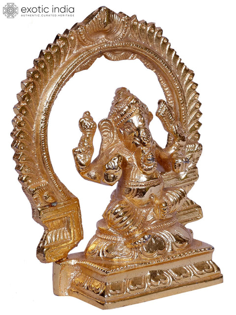 4" Brass Sitting Lord Ganesha Idol with Throne