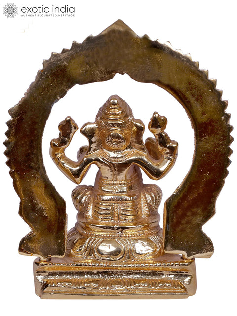 4" Brass Sitting Lord Ganesha Idol with Throne