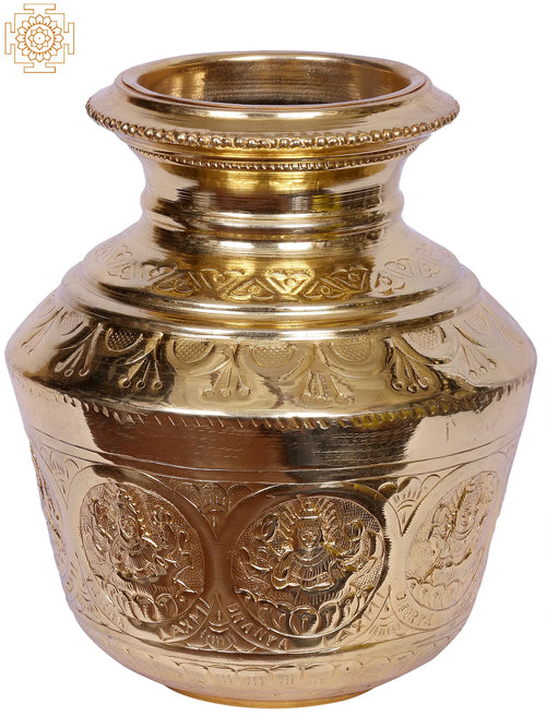 8" Asthalakshmi Kudam Brass Statue for Pooja