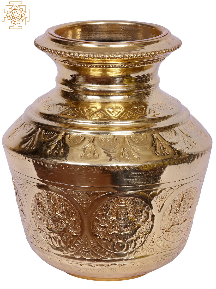 8" Asthalakshmi Kudam Brass Statue for Pooja