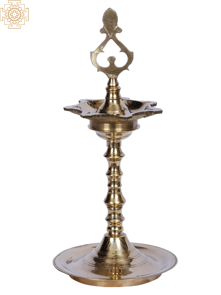 11" Brass Seven Wicks Pooja Lamp for Home Decor