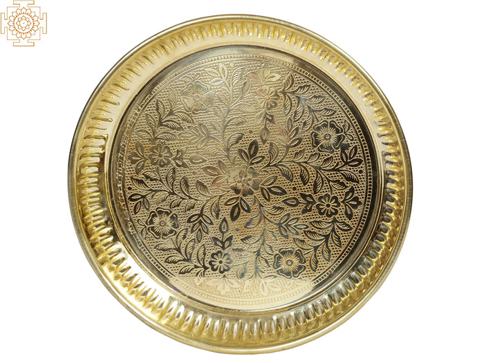 7" Brass Pooja Plate for Home Puja Rituals