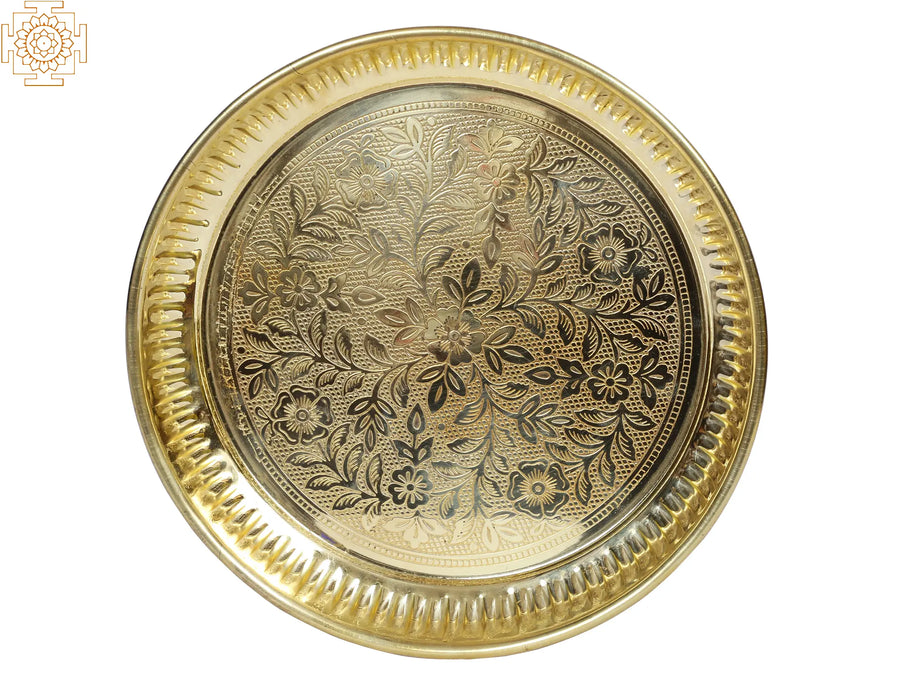 7" Brass Pooja Plate for Home Puja Rituals