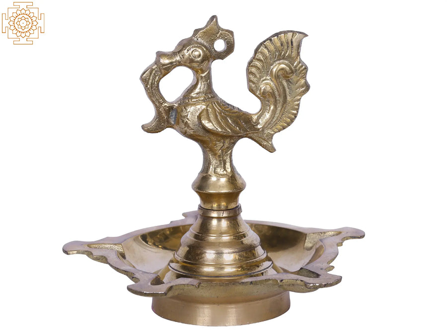 Small Brass Peacock Lamp for Home Decor