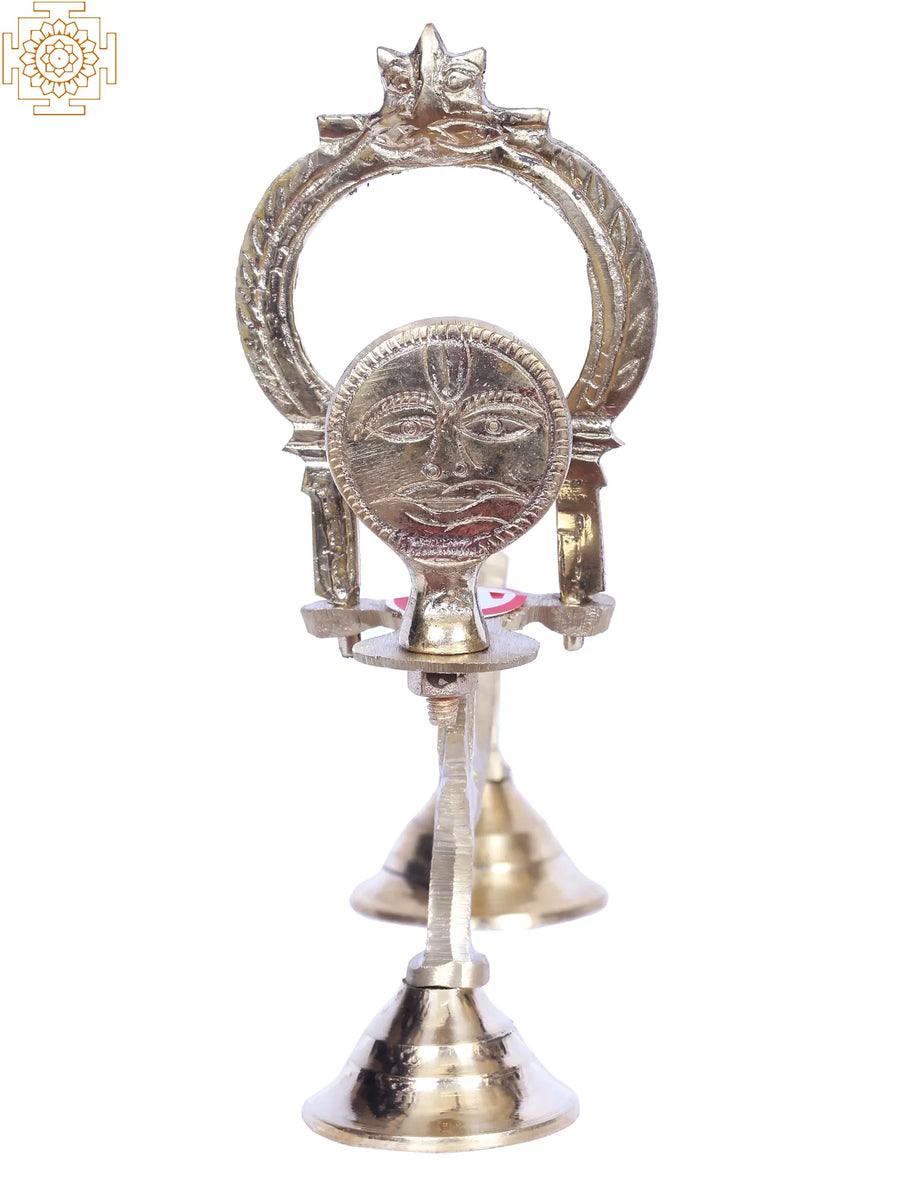 8" Brass Surya Shodash Upachara Lamp for Pooja