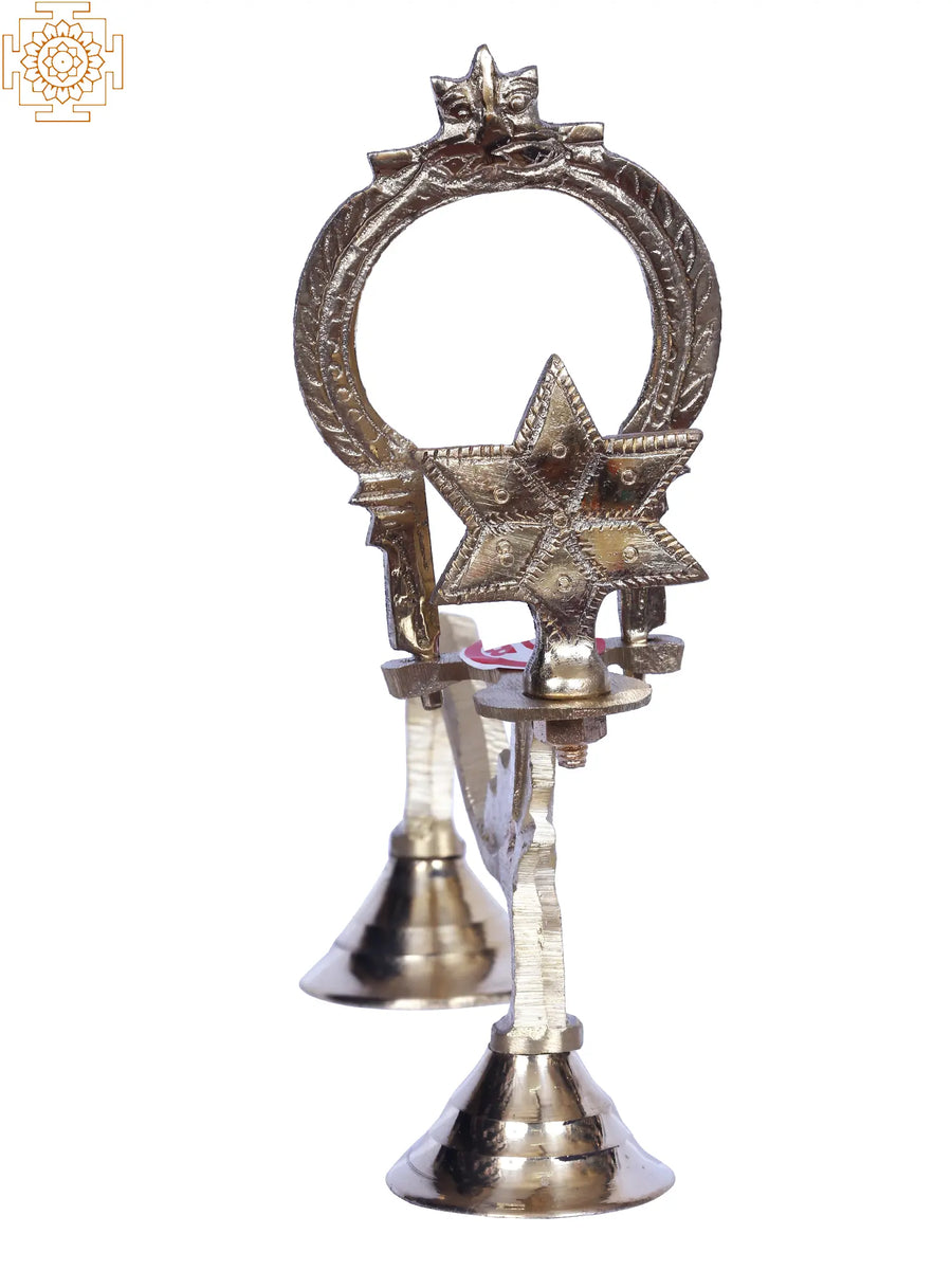 8" Brass Shodasha Upchara Lamp for Pooja - Nakshatradipa