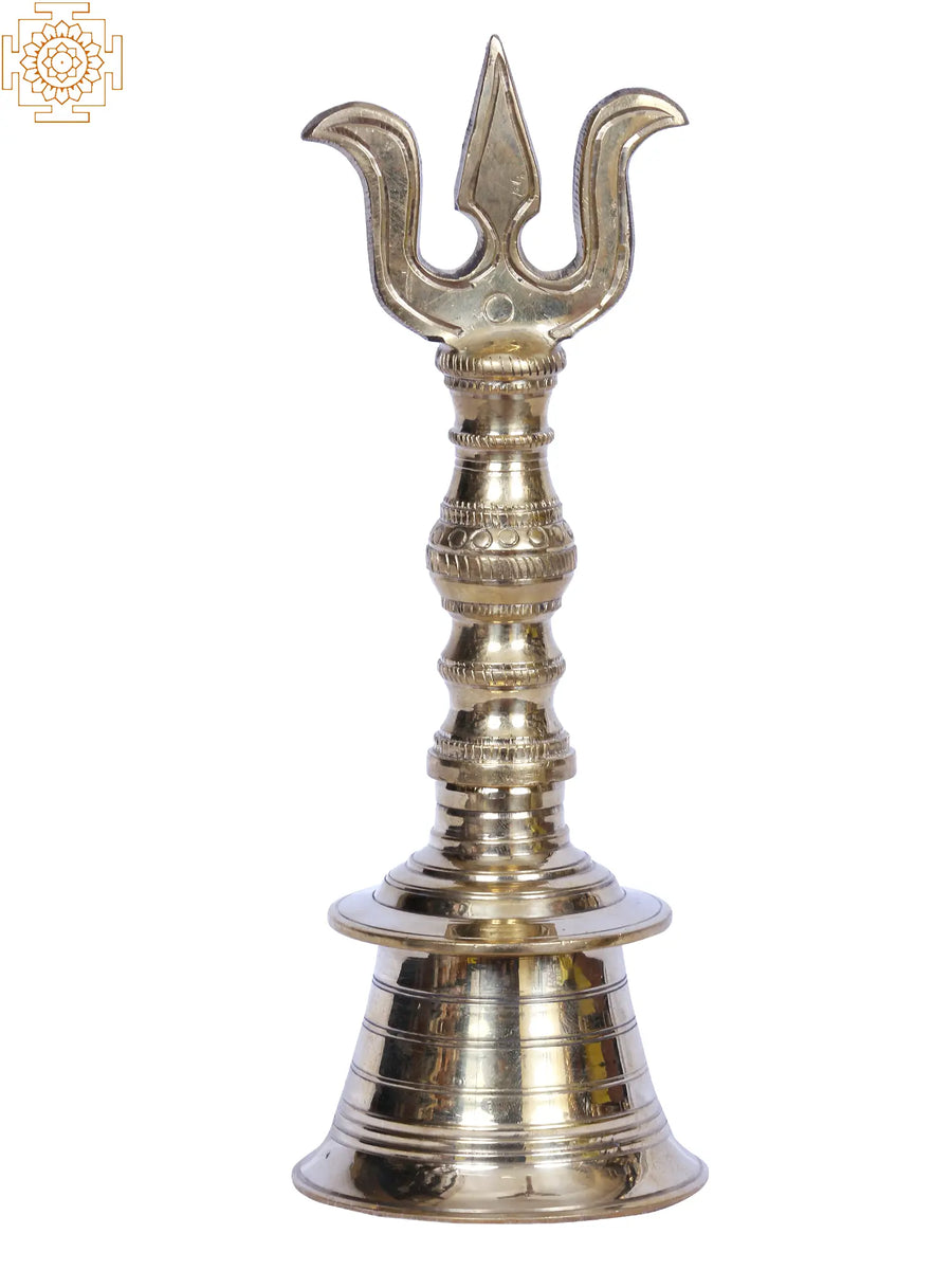 7" Brass Trishul Puja Bell for Hindu Pooja Ritual