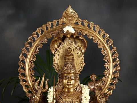 32" Brass Large Goddess Mariamman (South Indian Durga) Statue