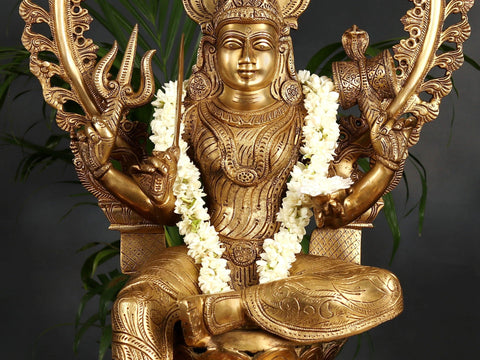 32" Brass Large Goddess Mariamman (South Indian Durga) Statue