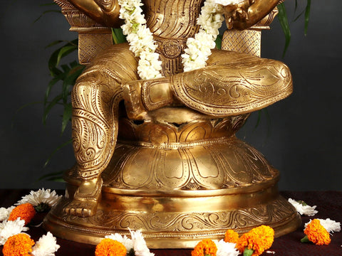 32" Brass Large Goddess Mariamman (South Indian Durga) Statue