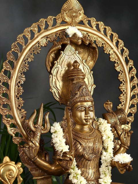 32" Brass Large Goddess Mariamman (South Indian Durga) Statue