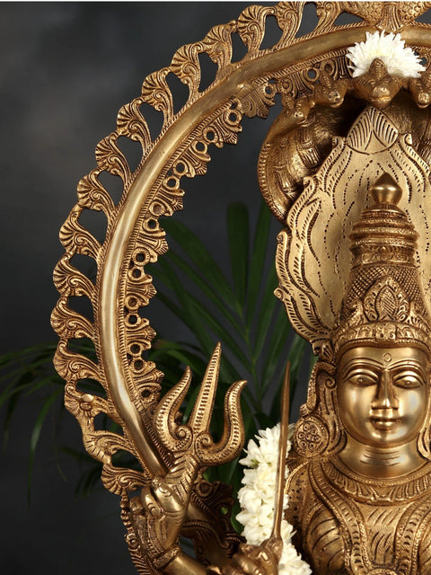 32" Brass Large Goddess Mariamman (South Indian Durga) Statue