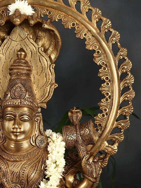 32" Brass Large Goddess Mariamman (South Indian Durga) Statue