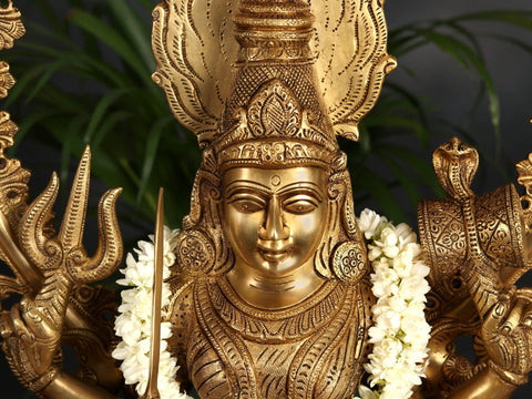 32" Brass Large Goddess Mariamman (South Indian Durga) Statue