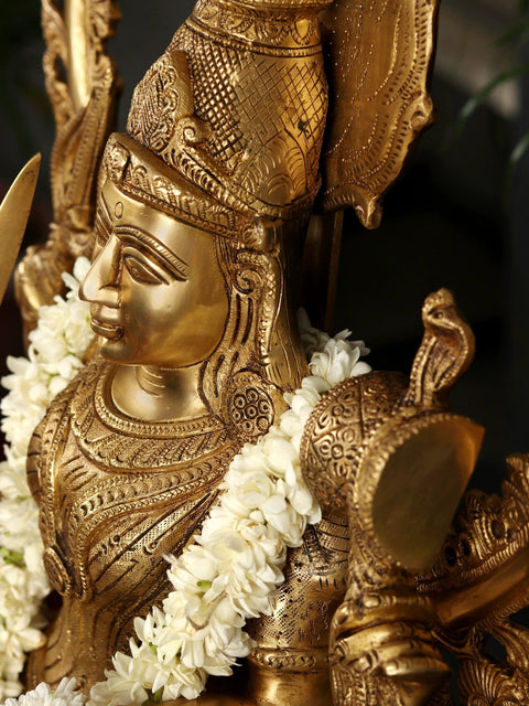 32" Brass Large Goddess Mariamman (South Indian Durga) Statue