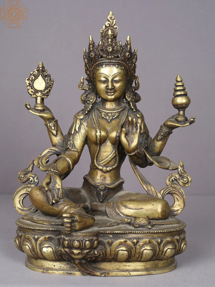 Brass Goddess Lakshmi Nepalese Style Statue Handmade