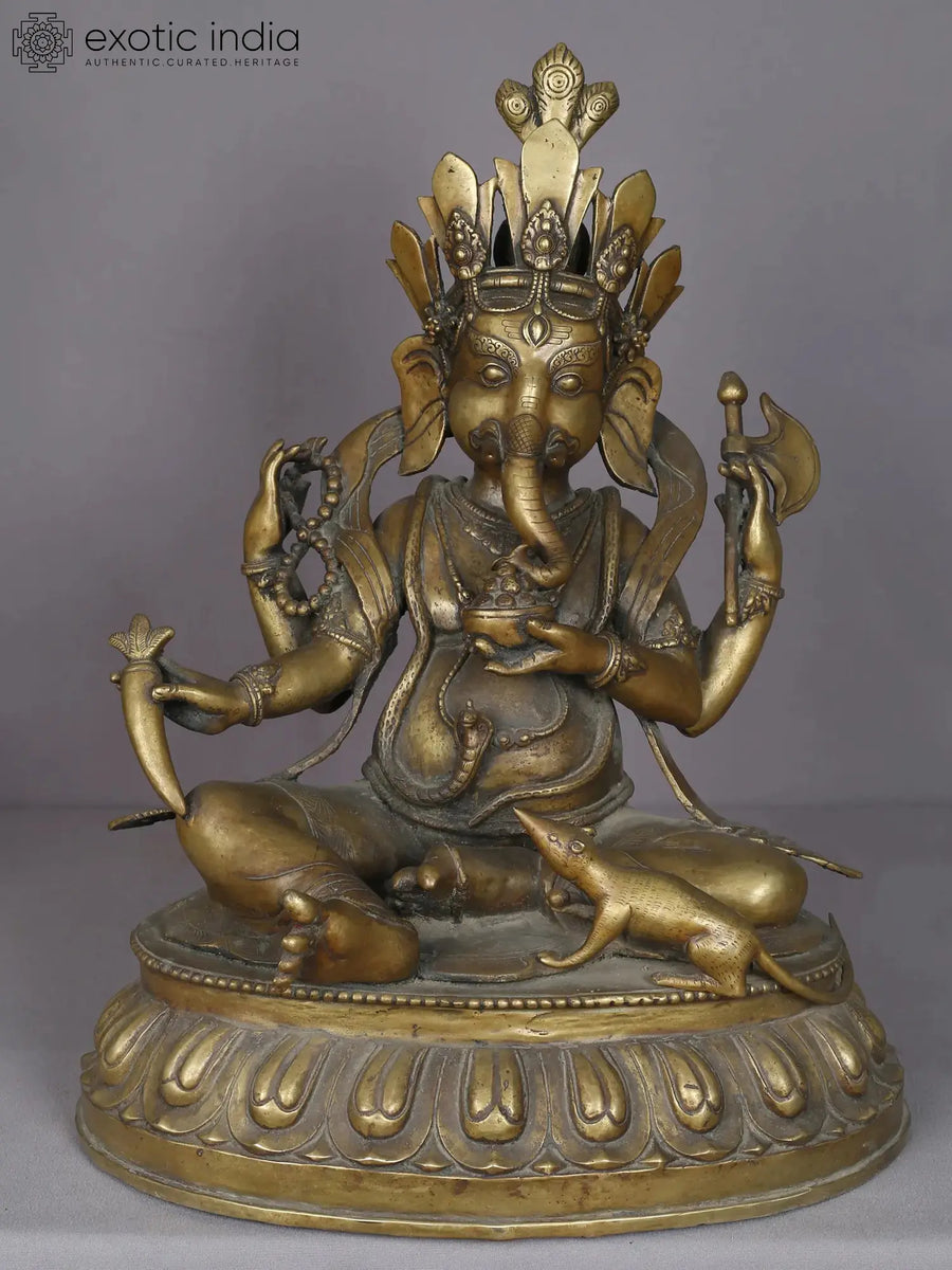 20" Brass Lord Ganesha Idol for Temple Pooja