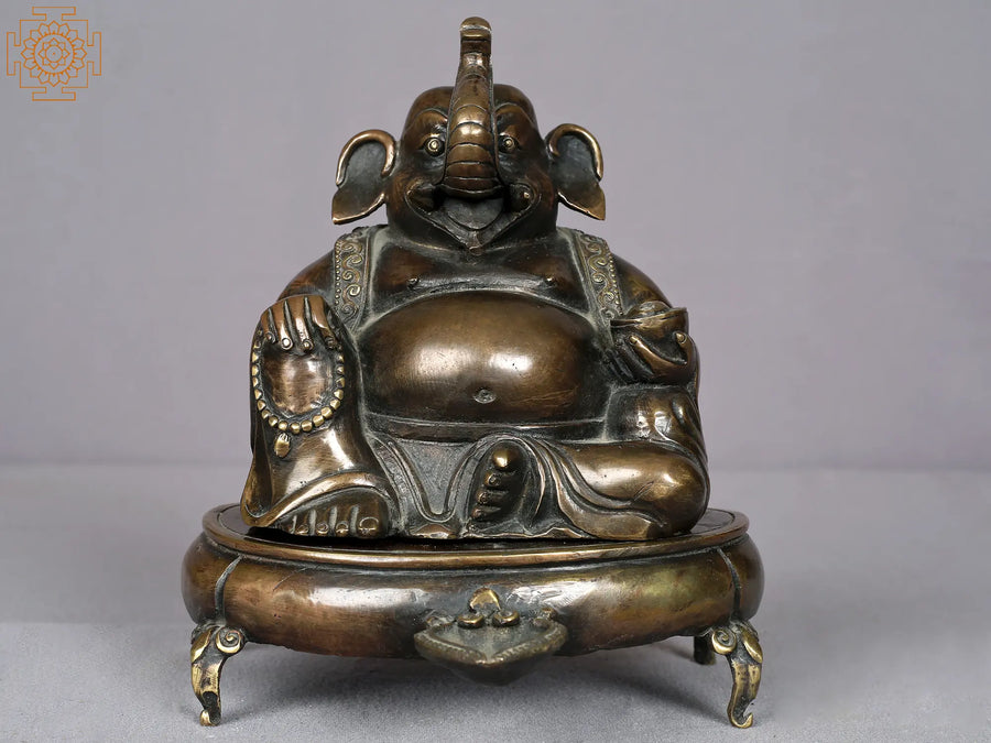 7" Brass Lord Ganesha Handmade Statue from Nepal