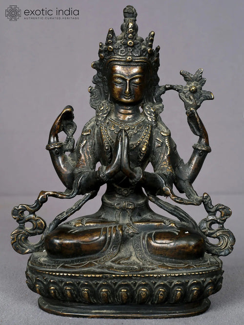 8" Brass Kharchari Statue Handmade from Nepal