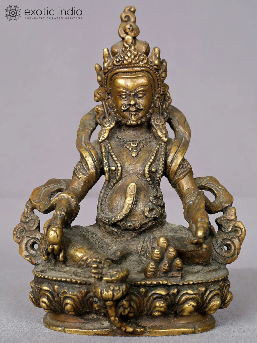 6" Small Brass Kubera Statue Handmade from Nepal