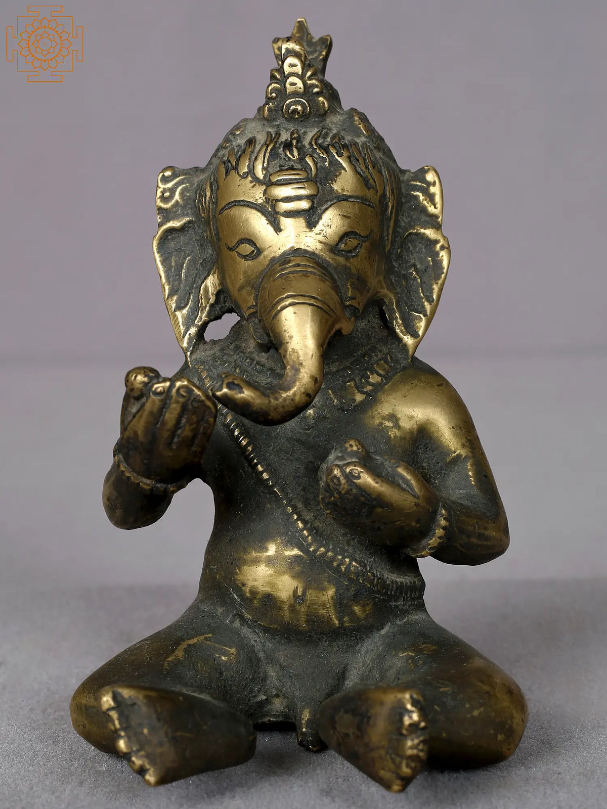 5" Small Brass Baby Ganesha Statue from Nepal