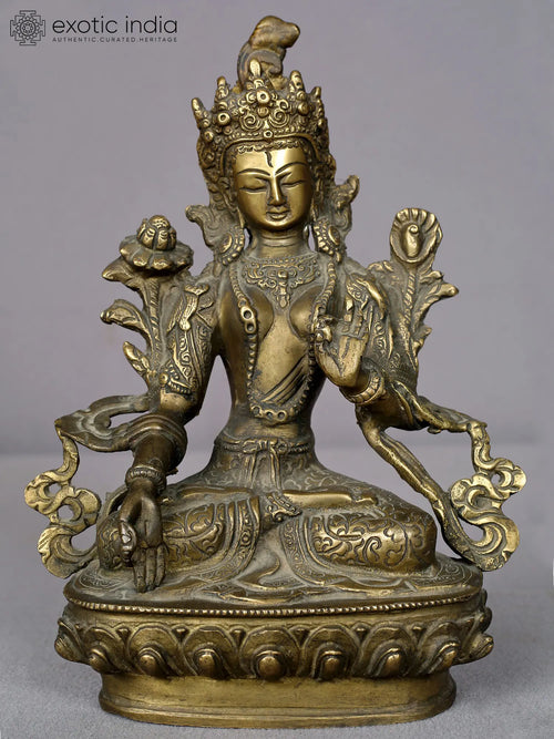 8" Brass White Tara Goddess Statue Handmade from Nepal