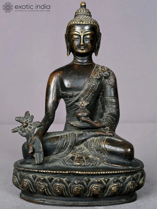 8" Brass Medicine Buddha Handmade Statue from Nepal