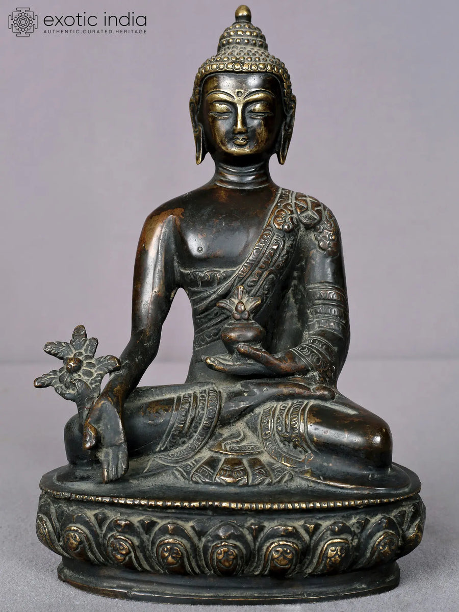8" Brass Medicine Buddha Handmade Statue from Nepal