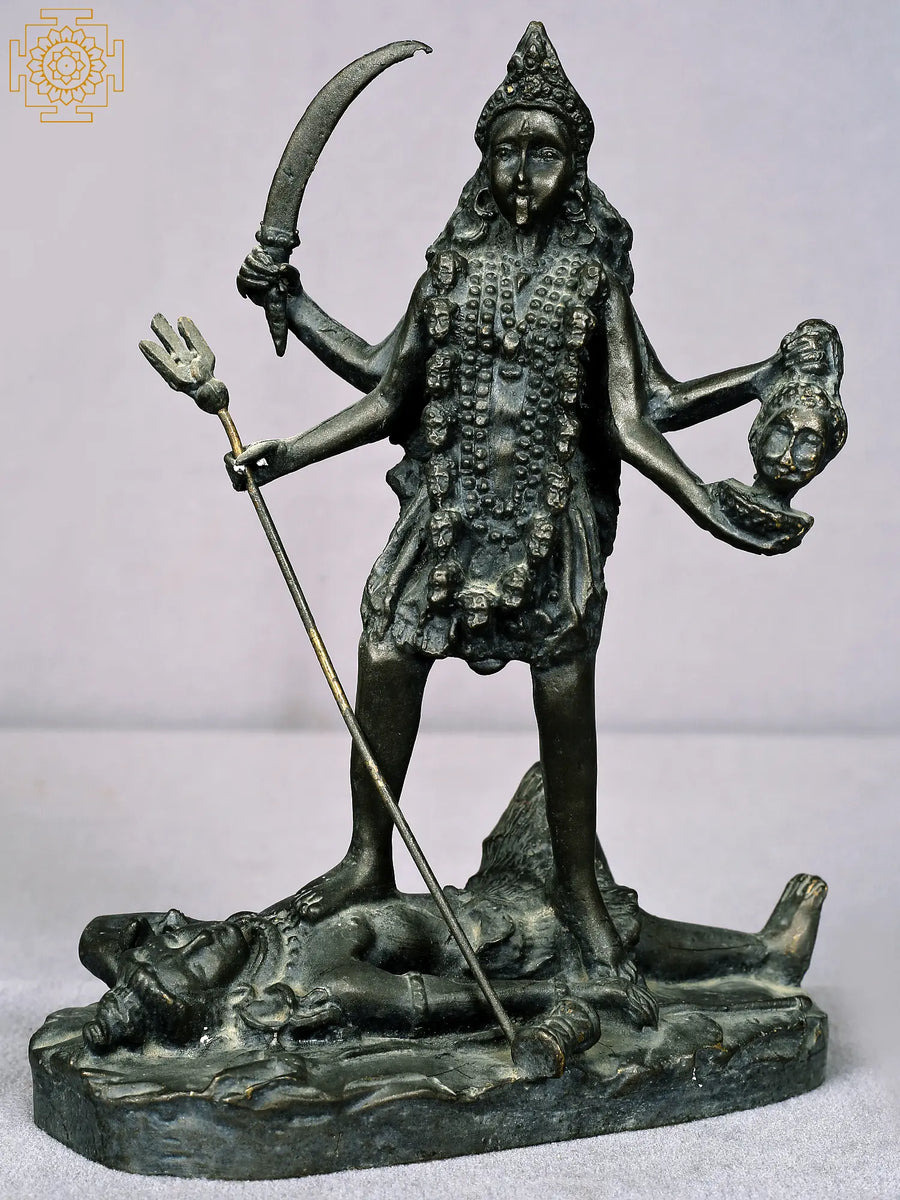8" Brass Goddess Kali Statue Handmade from Nepal