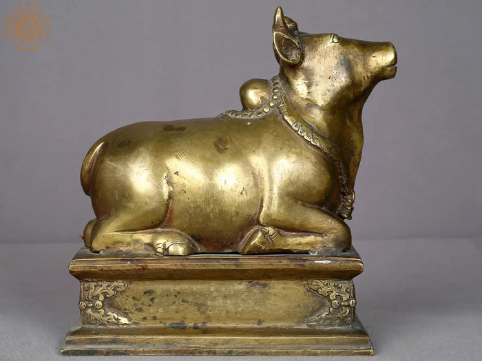 9" Brass Nandi Idol as Seen in Pashupatinath Temple in Kathmandu (Nepal)