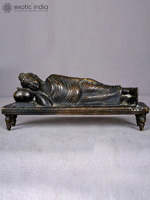 10" Brass Lord Buddha Sleeping Handmade Sculpture